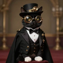 Steampunk tuxedo cat, artstation