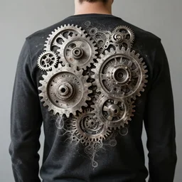 A person covered in fractal gears