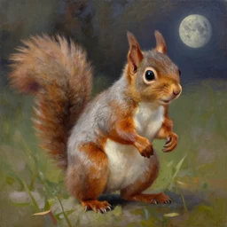 space marine squirrel oil painting