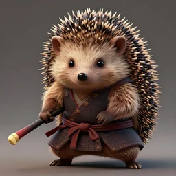 hedgehog samurai, a samurai who is a hedgehog, award-winning digital art, featured on artstation, intense aesthetic, 8k