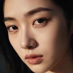 an extreme close-up of the most beautiful face on Earth, dramatic lighting