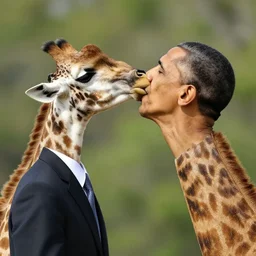 a giraffe kissing obama, photograph, 8 k