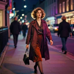 colourful. woman walking through the city at night. hyper detailed. socialist realism. beautiful and eerie. london 1 9 6 0 s