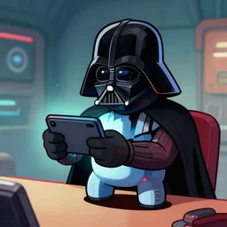 darth vader playing among us on his phone