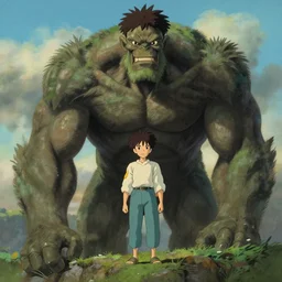 amazing character, giant titan of nature, painting by studio ghibli and louis remy mignot, greg rutkowski, ilya repin, toei animation, nice lighting, smooth tiny details, soft and clear shadows, low contrast, perfect