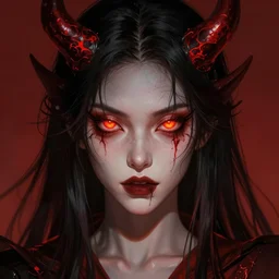 demon, portrait by artgerm and loish, rhads, stunning artwork, burning eyes