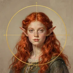 portrait of a red - haired elf using the golden ratio, highly detailed, digital painting, artstation, sharp focus, illustration, art by tan zi and ayanamikodon and alphonse mucha and wlop
