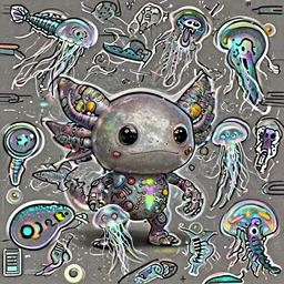 cute! biomechanical axolotl, parasite, ghost shrimp, Barreleye fish, translucent SSS xray, Barreleye, rimlight, jelly fish dancing, fighting, bioluminescent screaming pictoplasma characterdesign toydesign toy monster creature, zbrush, octane, hardsurface modelling, artstation, cg society, by greg rutkowksi, by Eddie Mendoza, by Peter mohrbacher, by tooth wu, 8k, cyberpunk