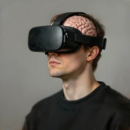 man wearing vr - brain - interfacepainted by hieronymus bosch, digital art.