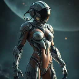 sexy muscular ornate cyborg in full body skin space suit, helmet, concept art, joshua rife, photoshoot, intricate, highlydetailed, space background, artstation 4 k raytracing, shadows, highlights, illumination