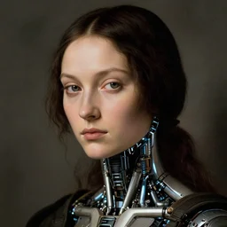 a close - up portrait of a cyberpunk cyborg girl, by sandro botticelli, rule of thirds