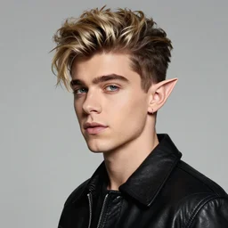 portrait of zayn malik as an elf by rembrandt, only one head single portrait, pointy ears, wearing a black leather collared jacket