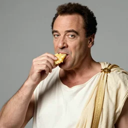 tony soprano as a greek god eating gabagool, renaissance portrait