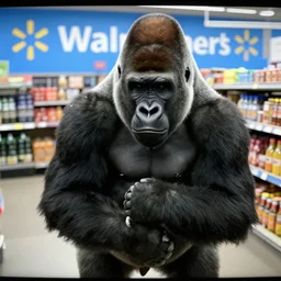 photo of gorilla in walmart, cctv footage,