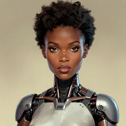 portrait of a zulu female android, by MARVEL comics and Sandra Chevrier