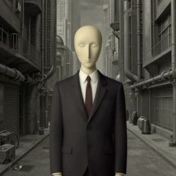 a cyberpunk backstreets of a futuristic city by rene magritte - n 9