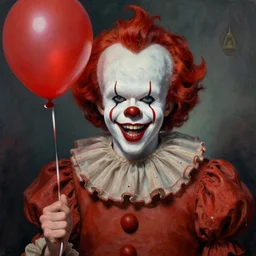 grunge cartoon painting of pete davidson with a wide smile and a red balloon by chris leib, loony toons style, pennywise style, corpse bride style, horror theme, detailed, elegant, intricate