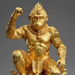 golden statue of monkey king, powerful, hd
