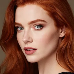 beautiful redhead woman, created by charlie bowater, closeup