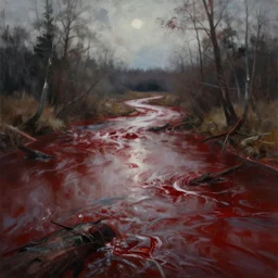 bloody river painting