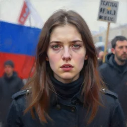 painting of a victim of an oppositional protest in russia, digital art by takashi murakam, award winning