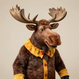 a photo realistic moose dressed as a clown, 8 k, high detail, 8 0 mm, good lighting