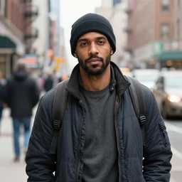 a beautiful handsome homeless man in new york city.