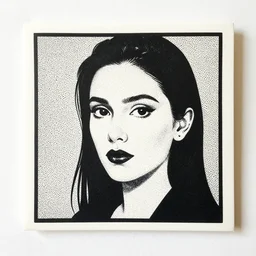 lamp cover art, linocut, tones of black, dot