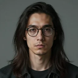 a portrait of a man with glasses and long hairs, art by James Jean and Wayne Barlowe, high detail, cinematic, cgsociety 8k