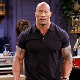 A promotional photo of Dwayne Johnson cast as Chandler Bing in Friends; anatomically accurate; photorealistic, ultra high detail, 8k