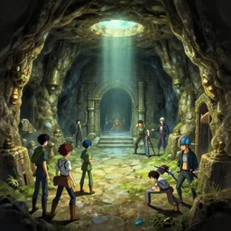 ancient underground dungeon cavern, hero world nintendo, by greg manchess, jesper ejsing, by rhads, makoto shinkai and lois van baarle, ilya kuvshinov, rossdraws global illumination