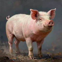 a painting of a giant flying pig, painted by john