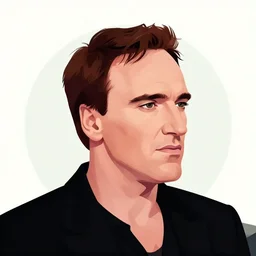 centered cell shaded! head portrait of quentin tarantino side view llustration, art by laurie greasley
