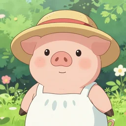 A beautiful anime portrait of an anthropomorphic piggy wearing a sunhat and a sundress, cute, adorable, summer, garden, vivid colors , by Stanley Artgerm Lau, WLOP, Rossdraws, James Jean, Andrei Riabovitchev, Marc Simonetti, and Sakimichan, tranding on artstation