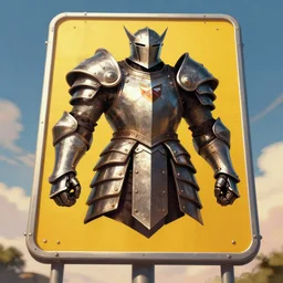 giant road sign armor champion, d & d, digital art