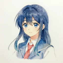 a watercolor painting of an anime character