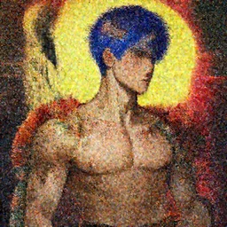 portrait of beautiful young man, warhammer, japanic style, cyberpunk, a lot of scars, more and more flowers, blue head, sun side, some red water, the middle ages, highly detailed, artstation, illustration, art by gustav klimt, 8 k quality