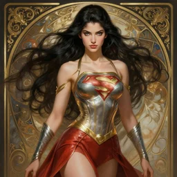 portrait of darna superhero, badass pose, intricate, elegant, highly detailed, ray tracing, digital painting, artstation, concept art, smooth, sharp focus, illustration, art by artgerm and greg rutkowski and alphonse mucha, 8 k
