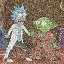 yoda as a rick and morty character fighting rick because why not