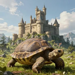 ' large castle on top of a giant tortoise, fantasy, hyper detailed'n - 9
