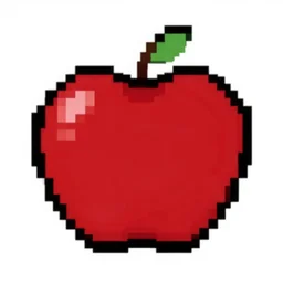 an apple pixelated in red and black on a white background, pixel art by Mac Conner, reddit contest winner, pixel art, #pixelart, art, pixel perfect