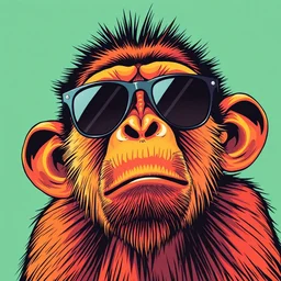 a monkey with sunglasses in the style of pop art
