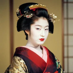 Portrait Photograph of a Japanese Geisha Autochrome