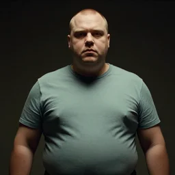 cinematic still of chubby clean-shaven white man in film from 1995, XF IQ4, f/1.4, ISO 200, 1/160s, 8K, RAW, dramatic lighting, symmetrical balance, in-frame
