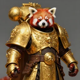 red panda as warhammer 4 0 k emperor, gold, portrait, intricate, elegant, highly detailed, digital painting, artstation, concept art, wallpaper, smooth, sharp focus, illustration, art by h. r. giger and artgerm and greg rutkowski and alphonse mucha