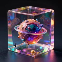photo of a diorama of the hole universe inside a epoxy resin cube, very colourful, cinematic lighting, soft neon, octane render, trending on Artstation
