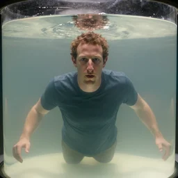 film still of mark zuckerberg floating in a tank of milky fluid as a precog in minority report movie, 8 k