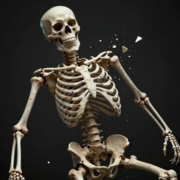 photography of skeleton coming out from the human body, breaking apart, highly detailed, torment, hyperrealistic, unreal engine 5