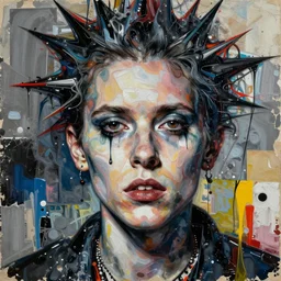 an ideal sinner detailed mixed media collage, assemblage, conteporary art, punk art, single realistic face, photorealism, expressionism, masterpiece, perfect composition, spectacular quality, intricate flowing paint