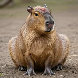 a capybara wearing a brown coat